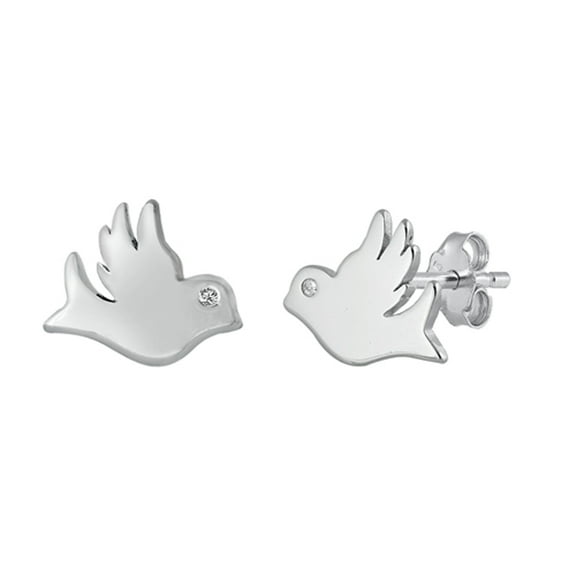 Sterling Silver Bird Animal High Polish Sparrow Fly Earrings 925 New Jewelry Female Unisex