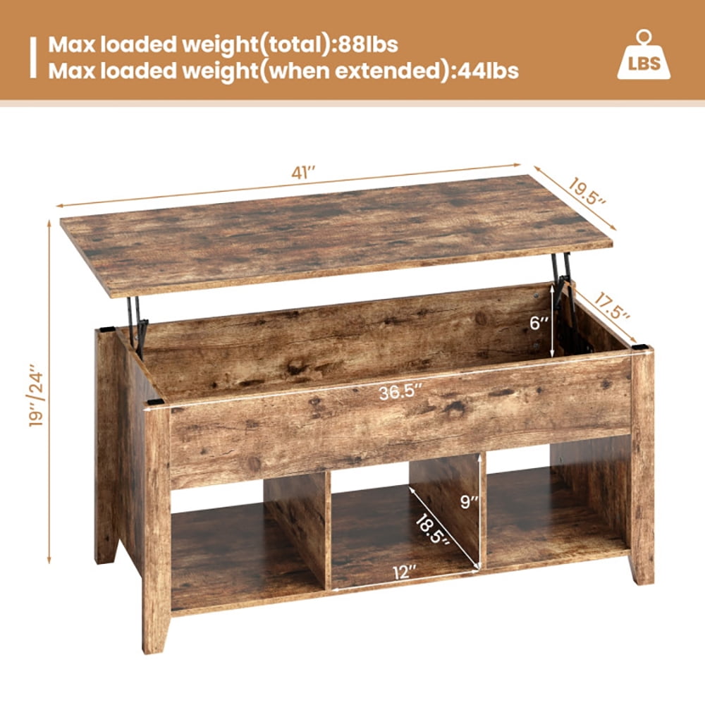Finihen Coffee Table, Lift Top Coffee Table with Storage Lower Shelf, for Living Room, Reception Room, Office, Brown Finihen Coffee Table, Lift Top Coffee Table with Storage Lower Shelf, for Living Room, Reception Room, Office, Brown