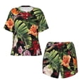 thumbnail image 2 of Yiaed Watercolor Tropical Flowers Print Short Sleeve Pajama Sets for Women Casual Crew Neck 2 Piece Lounge Sets Women's Short-Sleeved Pajama-Small, 2 of 5