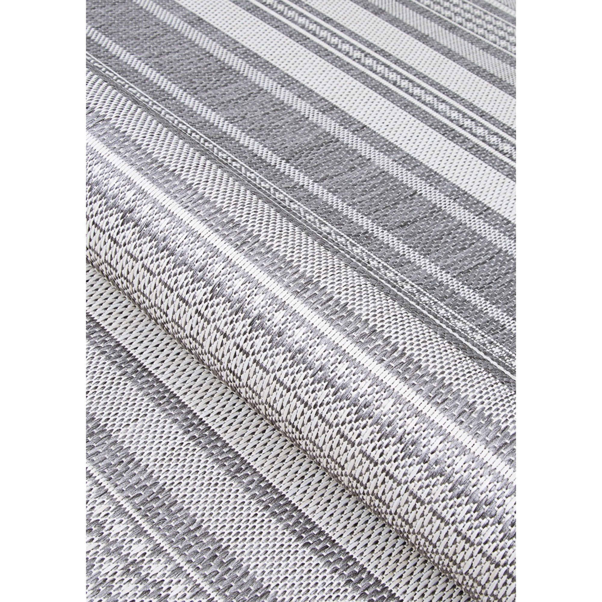 Couristan 2.25' x 11.75' Striped Indoor Outdoor Area Throw Rug Runner - Gray