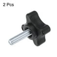 thumbnail image 3 of 2 Pieces Star Knobs M6 x 25mm Plastic 4-Star Stud Knob Hand Tightening Clamping Screw Handle Black, 3 of 6