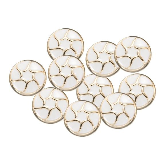 10pcs 34L Gold White Faux Pearl Buttons 21mm 7/8" Dia 0.41" Thick Plastic Round Sewing Button Replacement Craft Fastener for Coats Clothing DIY Crafts Style P
