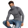 thumbnail image 3 of ZRGHAOYLQ Men's Athletic Shirts Long Sleeve Fitness Running Shirts Balaclava Turtleneck High Stretchy Tops Warm Thermal Face Mask Base Shirts, 3 of 9