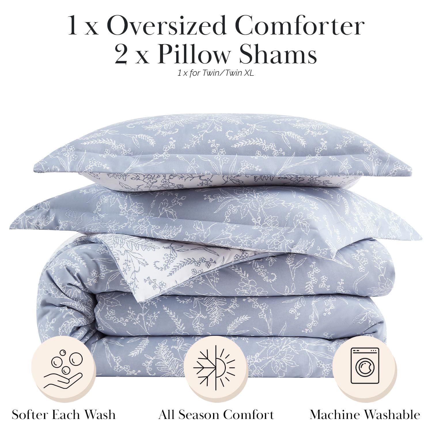 Elegant and Chic Winter Brush Reversible Soft Down Alt 3-Piece Comforter Set by Southshore Fine Linens