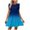 Blue, variant on Idoravan Summer Dresses for Women Clearance Women Summer Dresses Round Neck A Line Printed Casual Short Sleeve Ruffle-Trim Dress