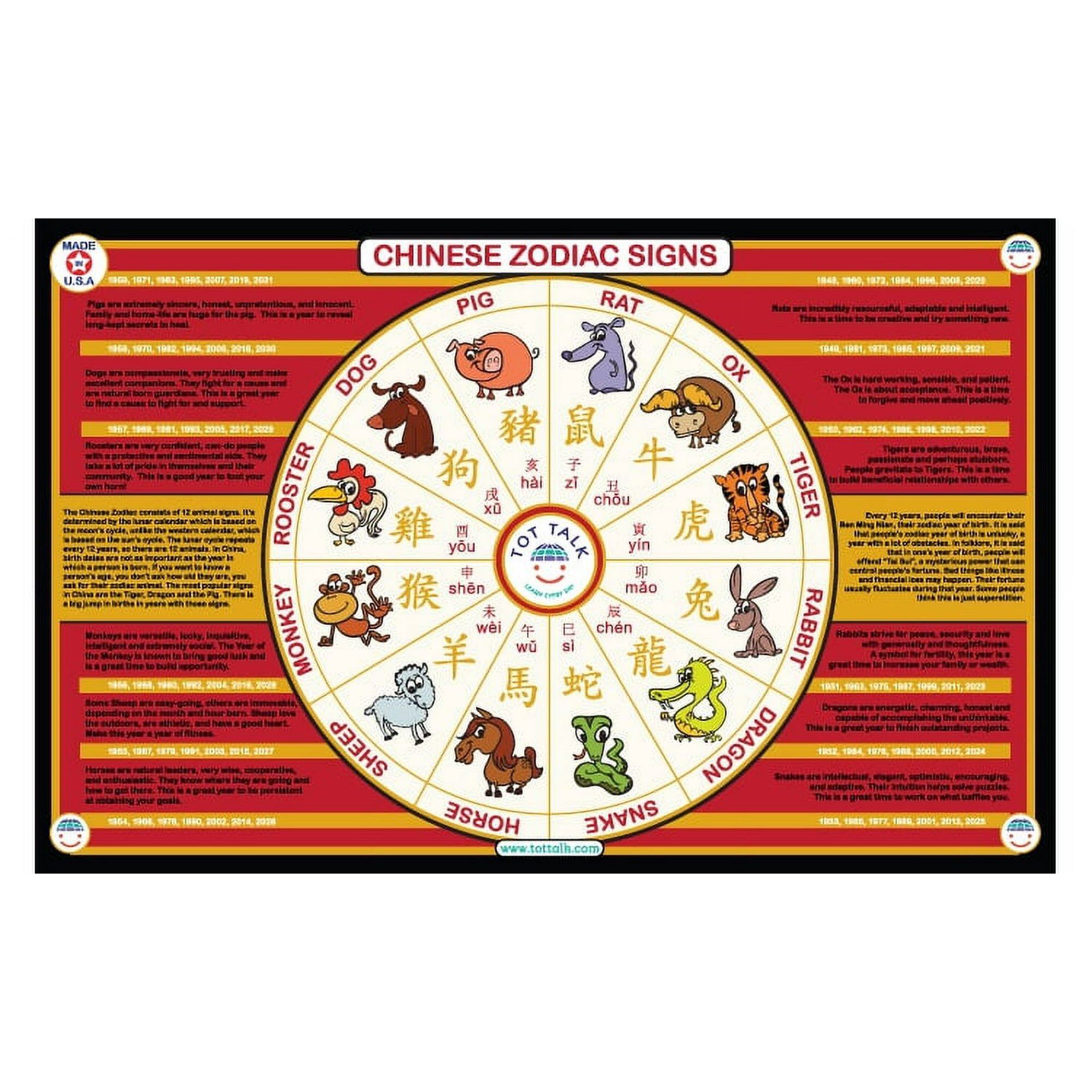 Placemat - Tot Talk - Chinese Zodiac Table Chart Meal Dining Kids Mat tot1073 - Walmart.ca placemat-tot-talk-chinese-zodiac-table-chart-meal-dining-kids-mat-tot1073-walmart-ca
