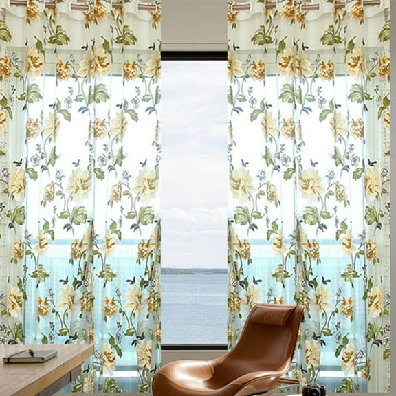 2 Panels Glass Door Decorative Curtain,Retro Peony Rose Sheer Curtains Vintage Elegant Rod Pocket Semi Floral Sheer Curtain,Embroidery Sheet Curtains,Lace Voile Panel Drapes Tulle Window Curtains