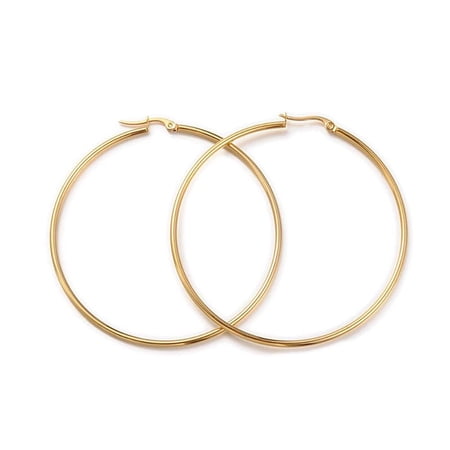 Ring 304 Stainless Steel Hoop Earrings Gold 65X2Mm Pin 1X0.7Mm P345
