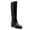 Black, variant on FSJ Women Round Toe Knee High Boots Side Zipper Pull on Chunky High Heels Comfortable Daily Walking Boots Size 8 Saddle Brown
