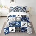 thumbnail image 2 of Manfei Cool Cowboy 7 Pieces Bedding Comforter Set,Western Farm Horseshoe Full Bedding Set,Navy Camo Fitted Sheet Flat Sheet For Boys Kids,Microfiber Bedroom Decor, 2 of 8