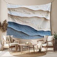 thumbnail image 2 of Blue Beige Tapestry for Bedroom Wall Hanging Tapestry, Modern Coastal Wave Abstract Art Ceiling Backdrop Tapestries Poster Blanket Wall Decor for Teens Room Living Room Dorm 55" x 73", 2 of 8