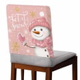 thumbnail image 2 of Christmas Snowman Chair Covers Set of 1 Winter Showflake Pink Chair Back Covers Stretch Removable Washable Slipcovers Protector for Dining Room Kitchen Party Decor, 2 of 5