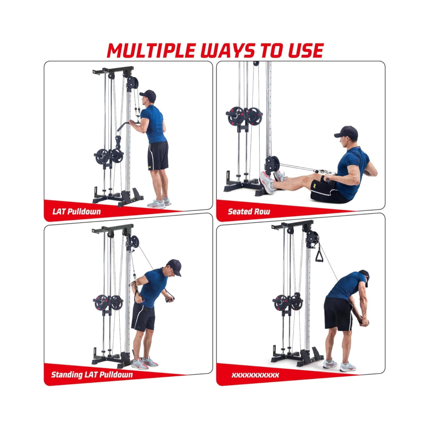 LAT Pulldown Machine, LAT Cable Machine with High and Low Pulley Station, Row Cable Machine Home Gym with Leg Support, Tricep Workout Equipment