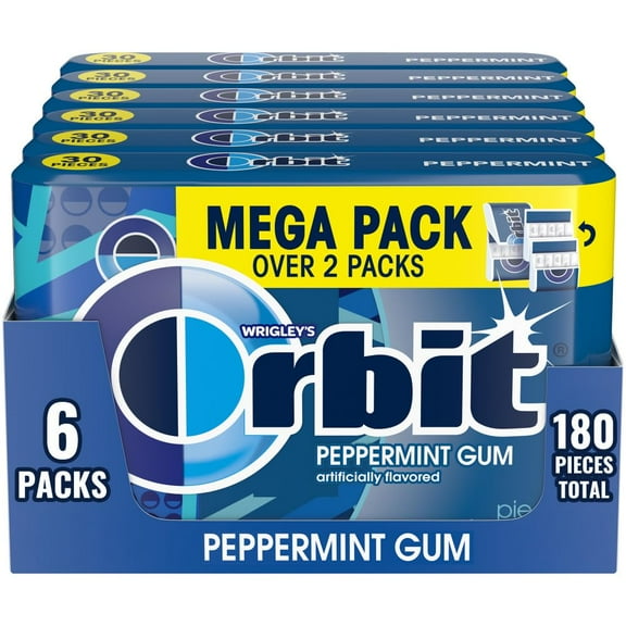 ORBIT Peppermint Sugar Free MZF22 Chewing Gum - Chewing Gum Bulk Pack, 32.1 oz, 30 Count (Pack of 6)