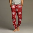 thumbnail image 2 of Wutalume Men's Drawstring Pocket Cuffed Casual Pants with Christmas Print, Soft Home Sleep Pants for Lounge, Holiday Wear, and Comfortable Relaxation,Red M, 2 of 7