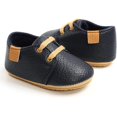 thumbnail image 5 of Baby Boys Girl Lace Up Leather Sneakers Soft Rubber Sole Infant Moccasins Newborn Oxford Loafers Rubber Sole Anti-Slip Toddler Wedding Uniform Dress Shoes 0-18 Months, 5 of 7