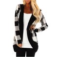 thumbnail image 2 of DailyTrove Women's Open-Front Black & White Plaid Cardigan, Cozy Outerwear for Year-Round Layering & Lounge Wear for women, 2 of 4