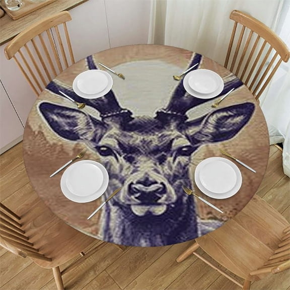 HAOXIT Fitted Round , Head Cute Circle Table Cover,Elastic Edged Table Cloth Fits Round Tables 31-35