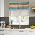 thumbnail image 4 of Farmhouse Light Blue Brown Curtain Valances for Windows, Kitchen Valance Window Treatments Panel 2 Pack, Vintage Wooden Striped Rod Pocket Short Curtains for Bathroom Bedroom 60 x 18 Inch, 4 of 8