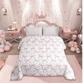 thumbnail image 2 of Manfei Cute Bowknot Comforter Sets Full Size,Bowtie Bowknot Comforters & Duvets,Pink White Bow Bedding Full Comforter Set For Girl,Super Cozy Room Decoration Reversible,3-Piece, 2 of 9