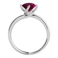 thumbnail image 2 of Aonejewelry 0.85 Carat 6mm Round Shape Created Ruby Gemstone Solitaire Engagement Ring Women Crafted In 10K Rose White & Yellow Gold, 2 of 5