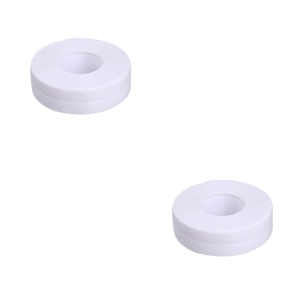 Billuyoard Tiras de sellado, pegatina de pared colorida impermeable, cinta autoadhesiva suave, esquina de inodoro, fregadero de cocina, encimera 3.2 m * 2.2 cm blanco 2piezas