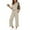Beige, variant on 2 Piece Matching Lounge Sets for Women Summer Henley Neck Wide Leg Pants Casual Sweat Suit
