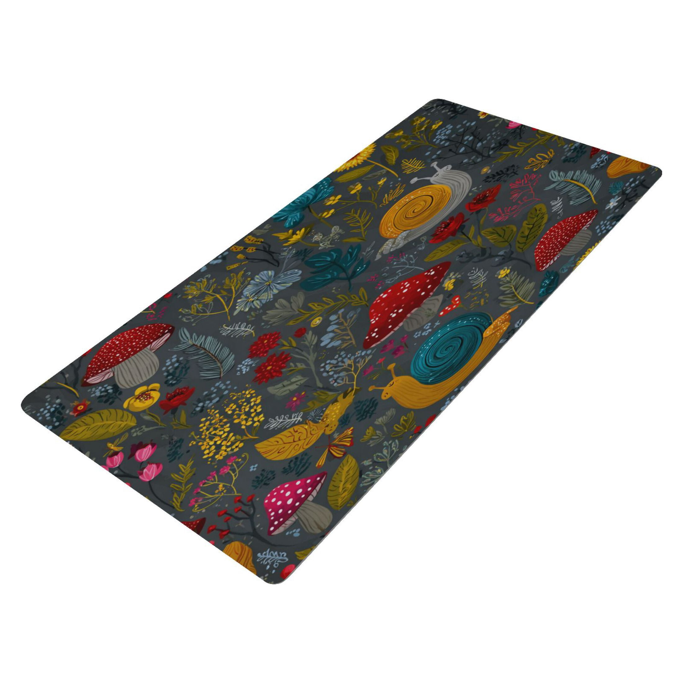 Leather Keyboard and Mouse Desk Mat Office Desk Accessories Protective Office Desk Decor Desk Pad Mat for Gaming, Work from Home, Office Cute Snails and Mushrooms 23.6" x 47.2"