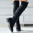 thumbnail image 3 of DMQUPV Women's Lace Up Over The Knee Boots, Round Toe Low Heel Side Zipper Long Boots,Black,Size 8, 3 of 8