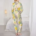 thumbnail image 3 of Pajama Sets for Women 2 Pcs, lemon leaves Button Down Long Sleeve Sleepwear Lounge PJ Sets, 3 of 6