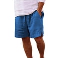 thumbnail image 2 of Avrnliq Blue Linen Casual Shorts for Men, Drawstring Elastic Waist Mid-Thigh, Quick Dry with Side Pockets, Big & Tall S-XXXXXL, 2 of 7