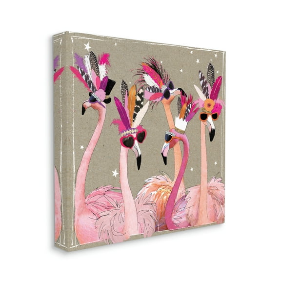 Stupell Industries Fancy Pants Flamingos Animals & Insects Painting Gallery Wrapped Canvas Art Print Wall Art, 36 x 36