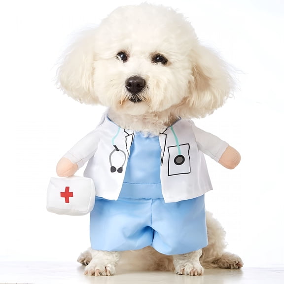 GASTROPOD Halloween Dog Costume Puppy Doctor Clothes Pet Cosplay Party Apparel Outfits for Small and Medium Dogs Cats (XL, Neck:13-15)