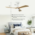 thumbnail image 4 of 52" White Ceiling Fan with Light & Remote, 3 Black Walnut Blades, Ultra-Quiet DC Motor - 6 Speed Reversible for Living Room, Bedroom, Office, 4 of 20