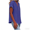 thumbnail image 6 of Cmfcve Linen Shirt for Women Summer Button Down Short Sleeve V Neck Tops Solid Color Comfy Blouses Casual Dressy Tunic Top, 6 of 9