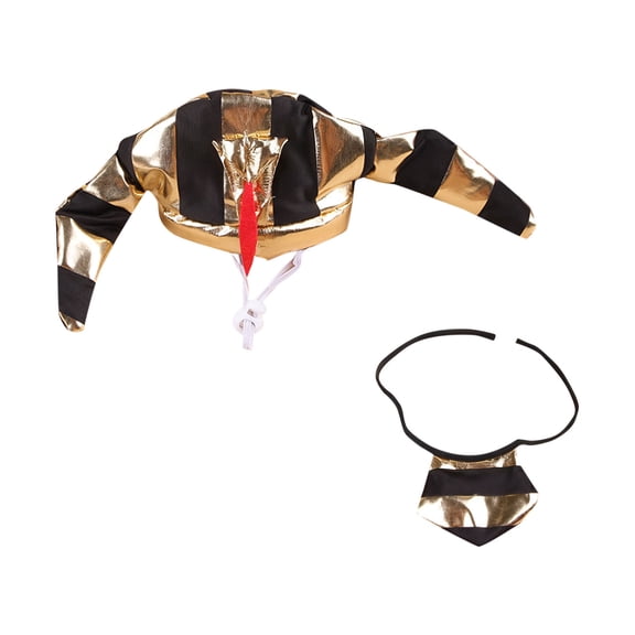 EverydayNest Pet Egyptian Pharaoh Hat Set, Adjustable Gold Cat Dog Halloween , Ancient Egypt Style Headpiece with Tie, Cosplay Party Dress Up for Small Pets