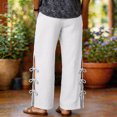 thumbnail image 4 of Womens Summer Pants Casual High Waist Lightweight Side Slit Bow Pants with Pockets 2026 Summer Beach Vacation Trousers, 2XL, 4 of 4