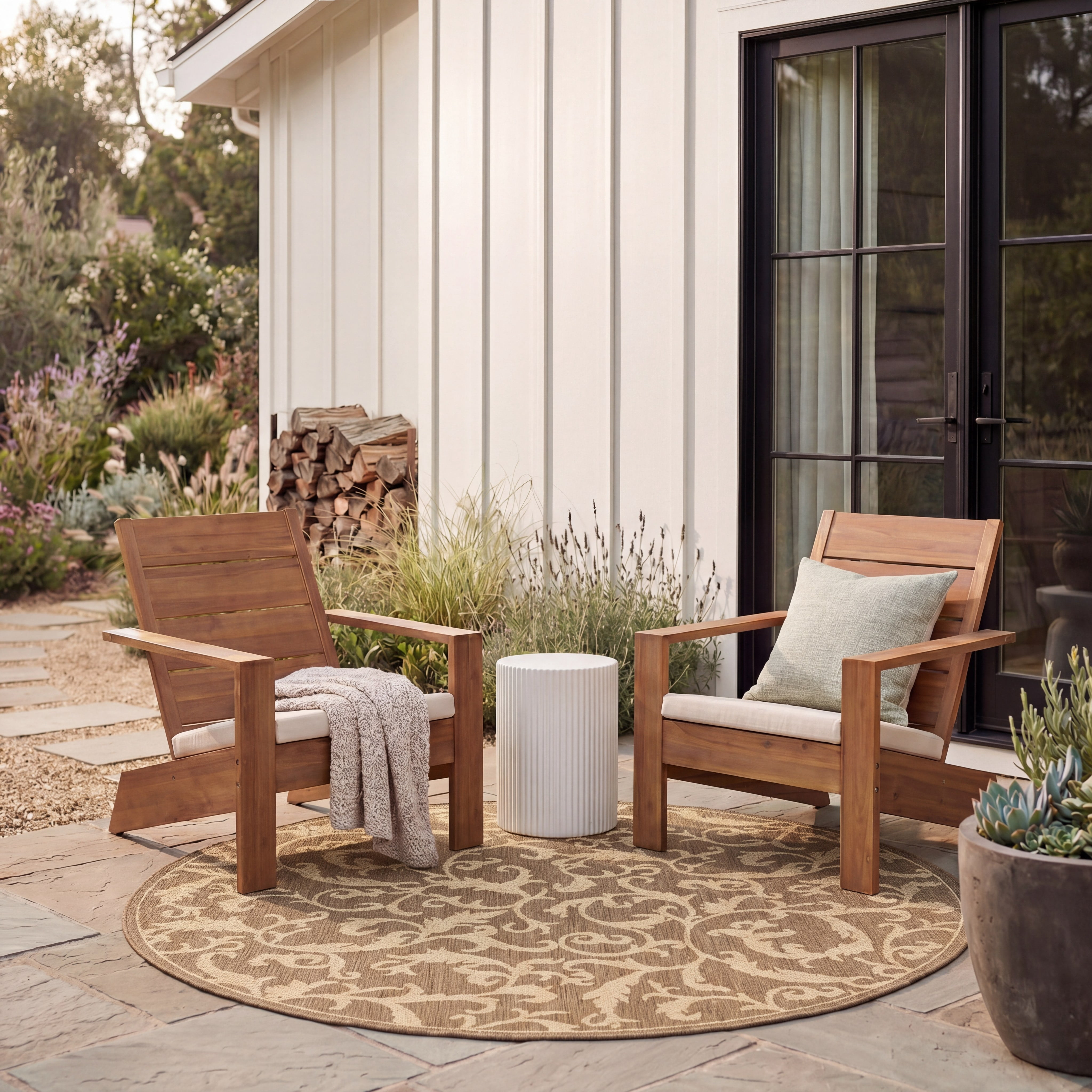 Safavieh Courtyard Kevin Floral Indoor/Outdoor Area Rug, Brown/Natural, 6'7" x 6'7" Round