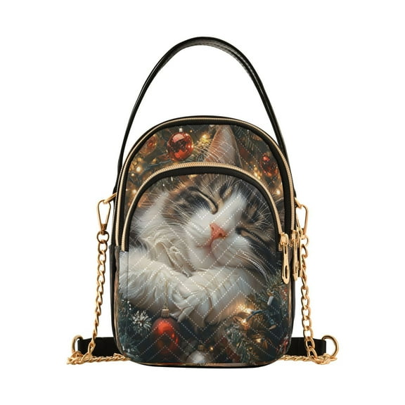 ALAZA Chain Crossbody Bags for Women Dream Cat Christmas Shoulder Handbag Phone Purse