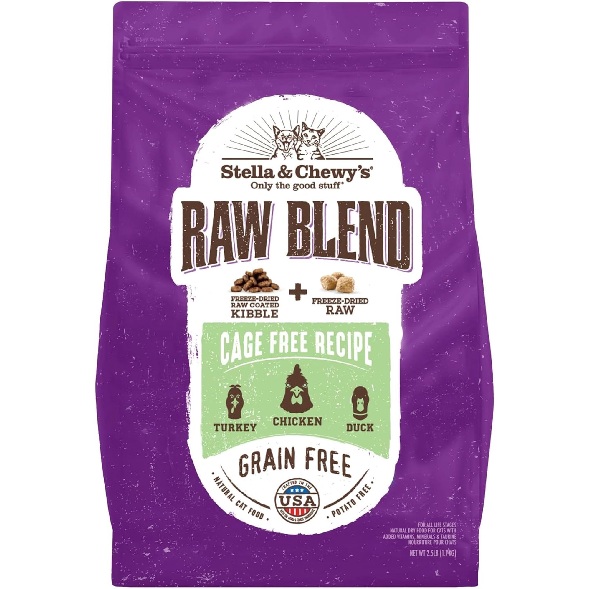 Stella & Chewy's Baked Kibble for Cats - Raw Blend Cage-Free Recipe - 2.5 Pound Bag