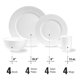 thumbnail image 4 of Stone Lain - Vajilla redonda de porcelana de hueso con dise&ntilde;o de cestas en relieve, 16 piezas, Canasta, Blanco, 16 Piece Set, 1, 4 of 11