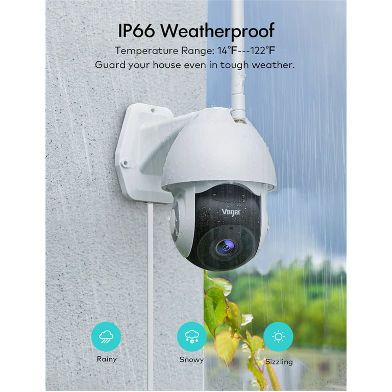 GNCC WiFi Security Camera Outdoor 2K 360° Home Security Camera Surveillance  Camera Wired with Auto Tracking, Color Night Vision, SD & Cloud Storage