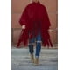 thumbnail image 3 of Poncho tipo jersey con borlas y cuello alto y manga larga para mujer, talla grande, 3 of 5