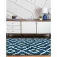 thumbnail image 4 of Unique Loom Trellis Shag Collection Area Rug - Ruth (5' 3" x 8' Oval Navy Blue/Ivory), 4 of 10