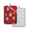 thumbnail image 2 of 2 Pack Pot Holders for Kitchen Heat Resistant Hot Pads Sets for Cooking Baking Red and White Snowflakes, 2 of 7