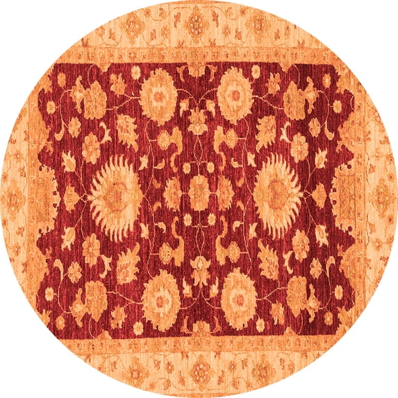 Ahgly Company Indoor Round Oriental Orange Traditional Area Rugs, 6' Round