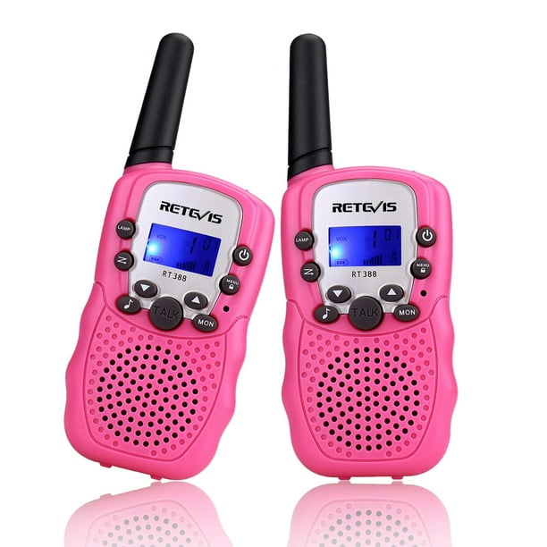 Walkie Talkies Retevis RT388 para niños de largo alcance, 1 km, color rosa