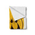 thumbnail image 2 of Animal Art Soft Flannel Fleece Throw Blanket, 3 Black Feline Cartoon Cats with Whiskers Staring at Sun Print, Cozy Plush for Indoor and Outdoor Use, 50" x 70", Yellow Brown Dark Brown, by Ambesonne, 2 of 6