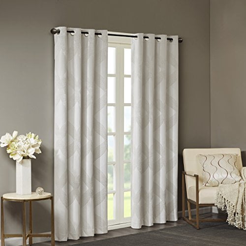 Bentley Ogee Knitted Jacquard Total Blackout Panel Ivory 50x95"