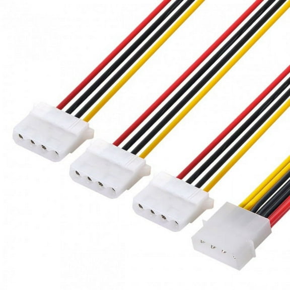 JSER IDE 4 Pin Male to 3 IDE Female Y Type Splitter Power supply Extension Cable 10cm for Hard Disk